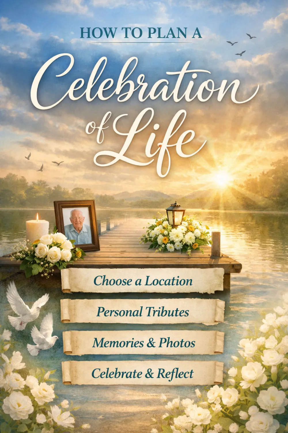 Looking for gentle guidance during a difficult time? 💐 This step-by-step celebration of life guide offers ideas to help you plan a heartfelt and memorable gathering. #GriefSupport #CelebrationOfLife